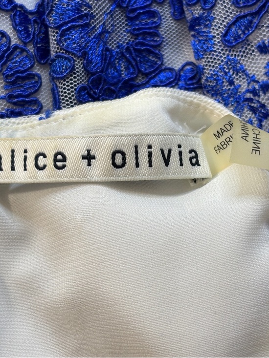 Alice + Olivia Reggie Racer Silk Embroidered Tulle Mini Dress Cobalt Blue Sz 2-4 - Picture 5 of 13